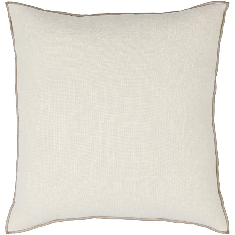 Coussin en coton Merrow, Housse de coussin seulement - sans coussin, H 22 po x l 22 po, Beige
