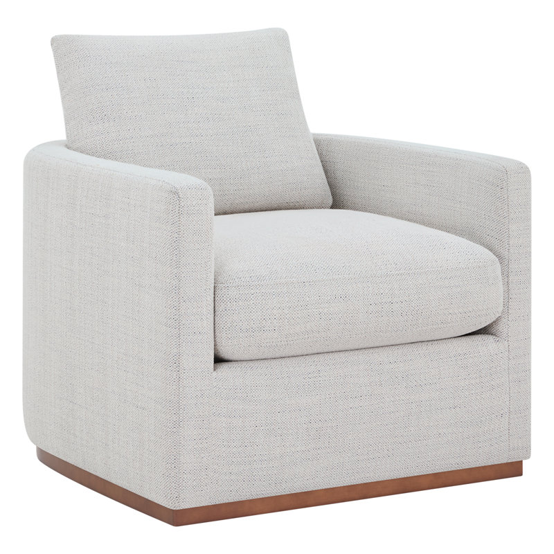 Bobbi Upholstered Swivel Barrel  Accent Arm Chair, Prestige Ivory Polyester