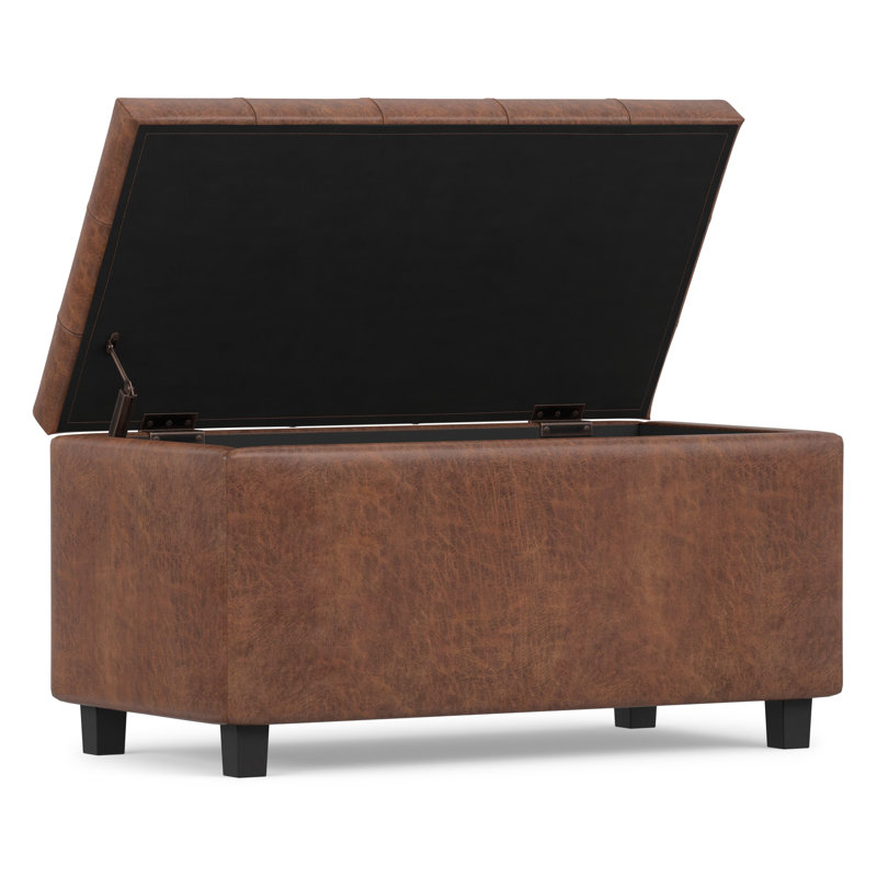 Banc repose-pieds avec rangement caché Cosmopolitan, Brun selle vieilli