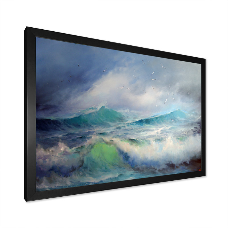 Vague et goélands - Reproduction d'art nautique et côtier sur toile, H 8 po x l 12 po x P 1,5 po