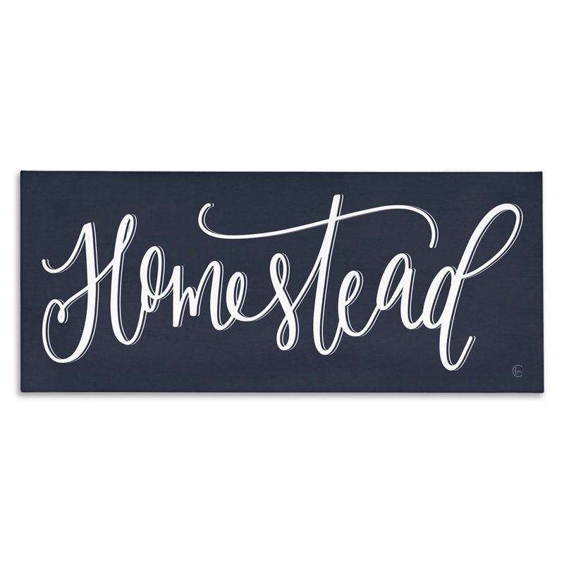 Homestead Expression, bleu marine, ferme, signe, élégante, typographie par House Fenway - Art textuel, H 10 po x l 24 po