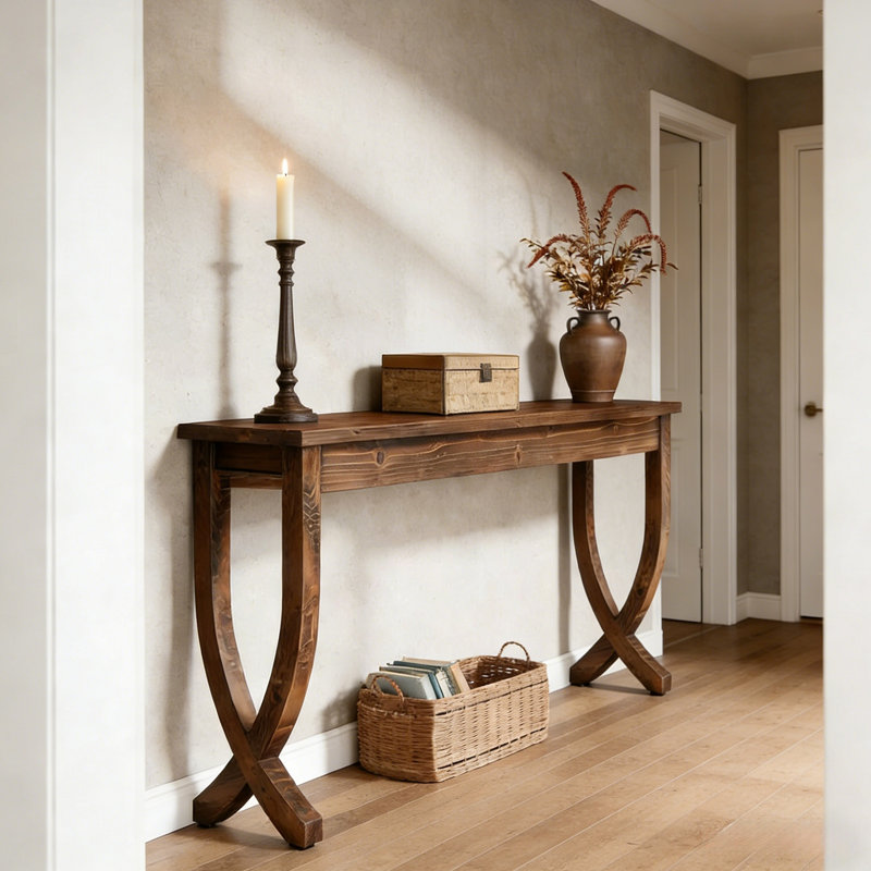 Table d'entrée de style rustique, console, organisateur de hall d'entrée élégant, étagère de présentation