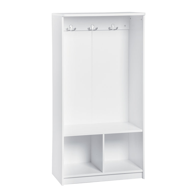 White Kid's Storage Organizer with Hooks and Cubes