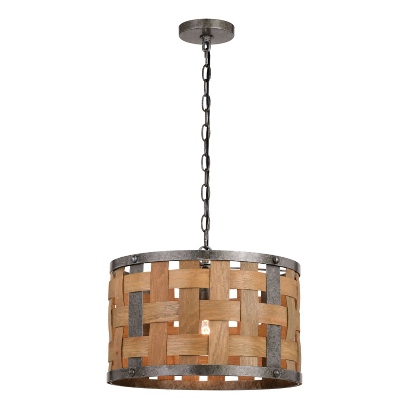 Ogrady 1 - Light Vintage Steel And Distressed Wood Single Pendant