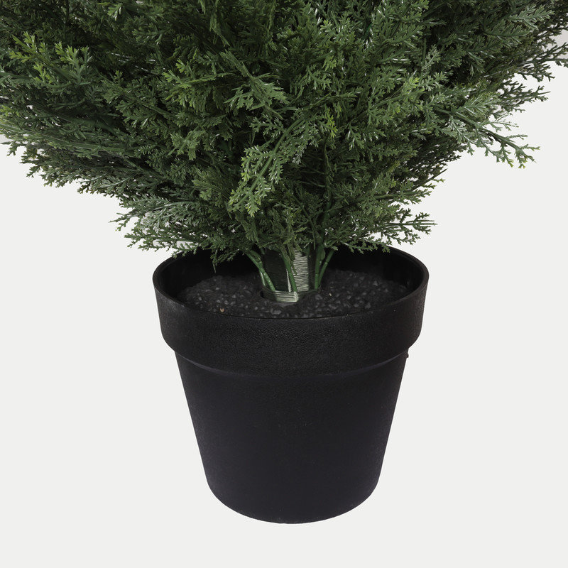 5FT Artificial Cypress Tree UV Resistant in Black Plastic Pot, Realistic Fake Topiary Plant for Indoor Outdoor Garden Entryway Decor