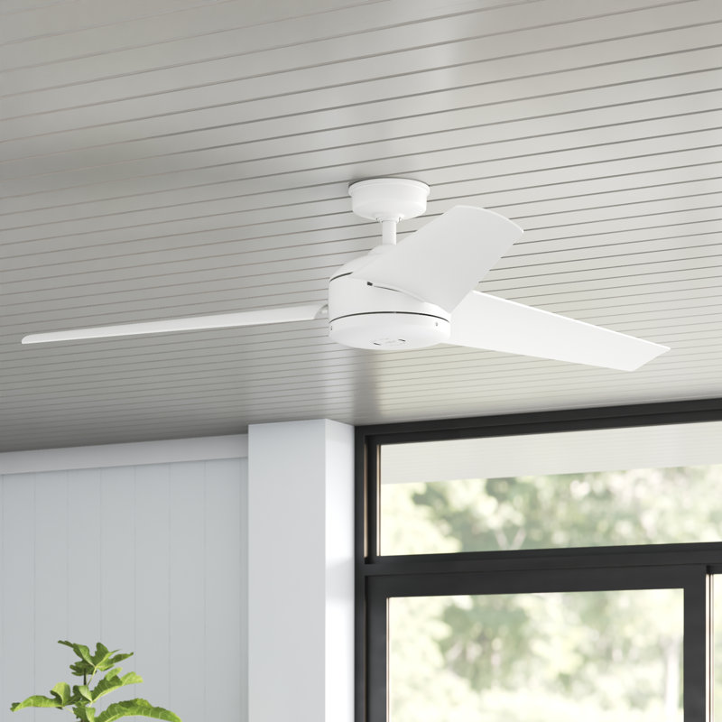 52" Trimaran 3 - Blade Outdoor Standard Ceiling Fan with Wall Control, White
