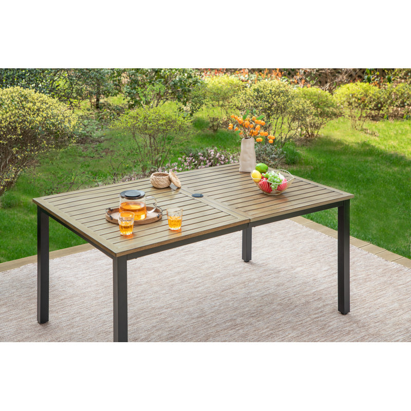 Table de salle à manger d'extérieur Romio, Marron clair
