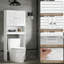 Armoire de rangement au-dessus de la toilette avec portes à lattes, organisateur de salle de bain autoportant à 3 niveaux avec tablette réglable et dispositif anti-basculement, peu encombrant pour la salle de bain et la salle de lavage