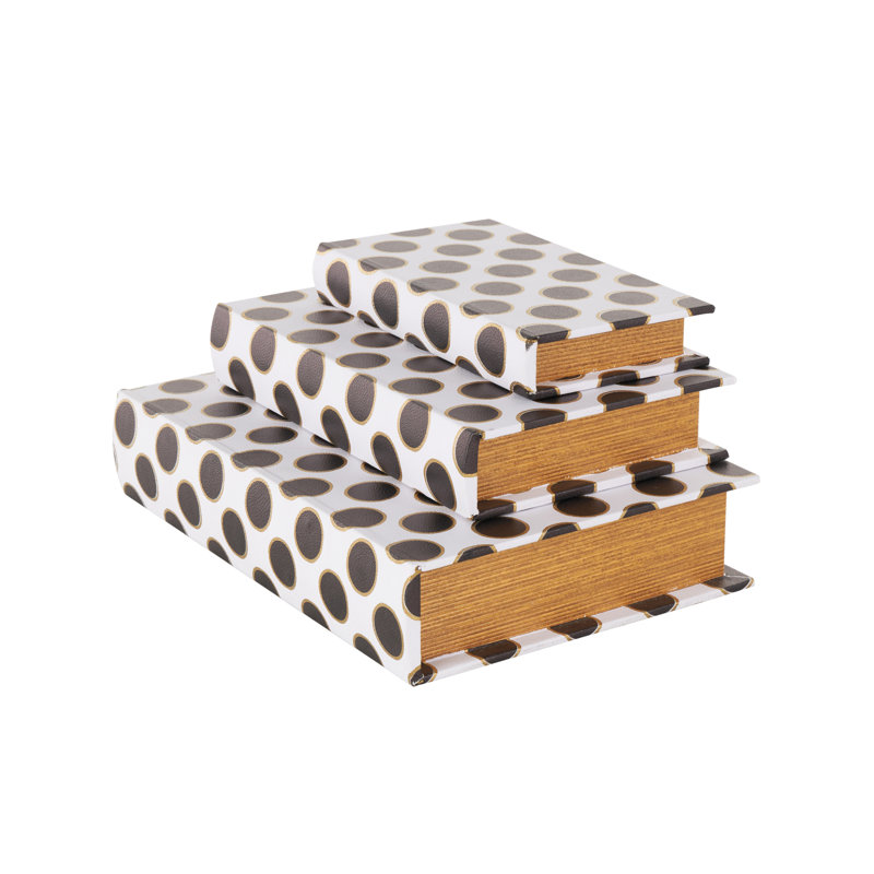 Boîte de rangement en simili cuir Cole et gris avec motifs géométriques multicolores, Pois blanc / brun