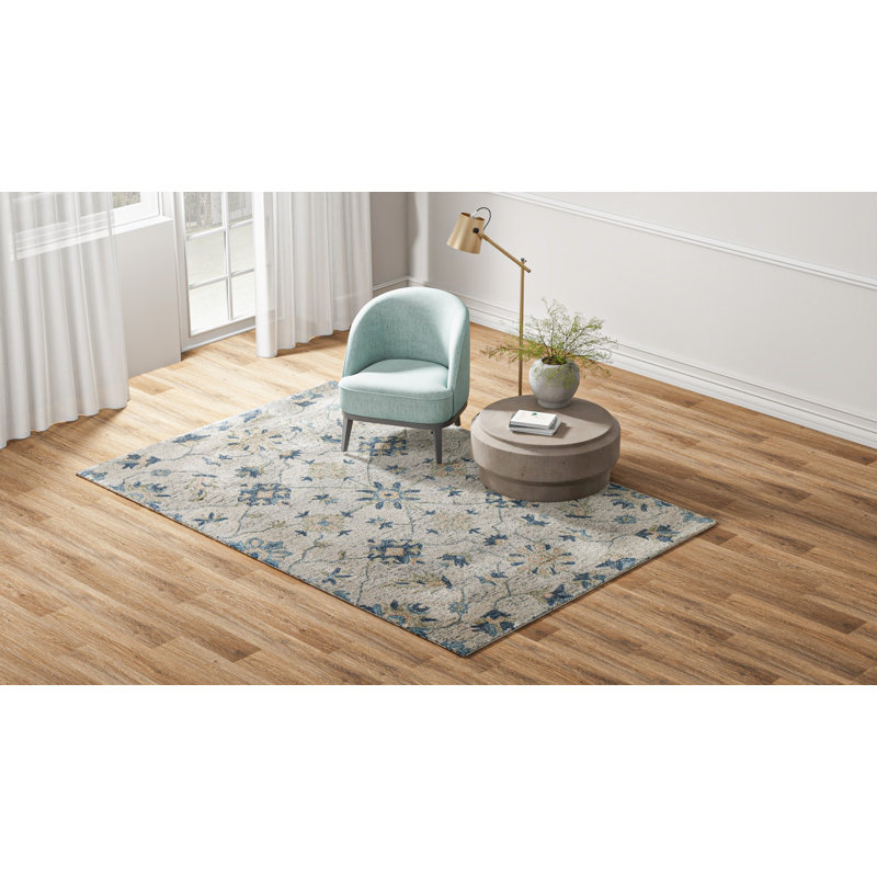 RAJA 100% Wool Ivory Area Rug, Rectangle 5' x 7'6"