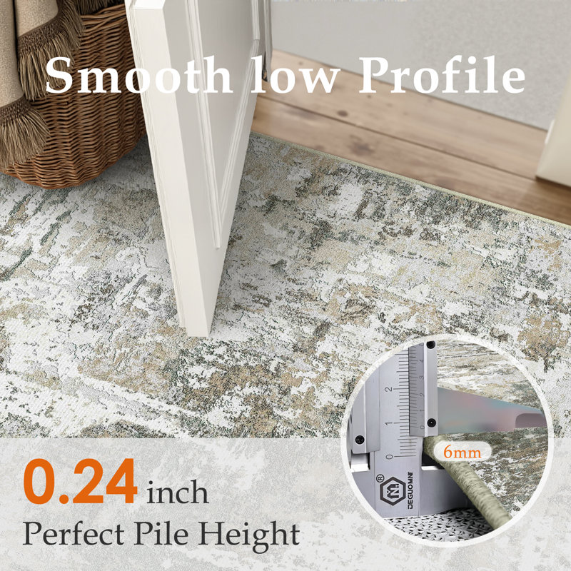 Tapis moderne lavable abstrait avec envers antidérapant, Tapis de couloir 2 pi x 8 pi