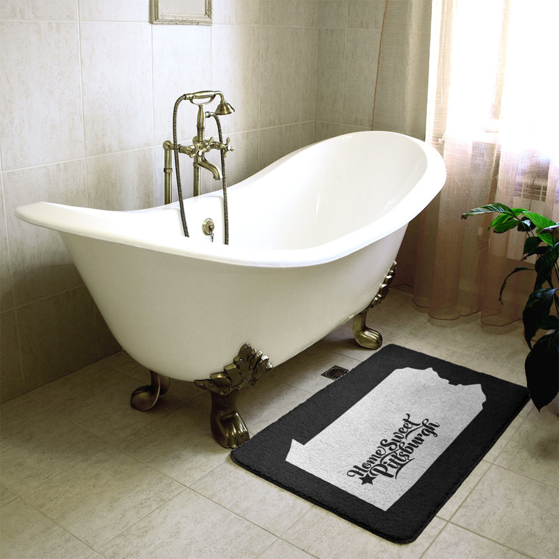 Memory Foam Non-Slip Bath Rug, 17" W x 21" L, Black
