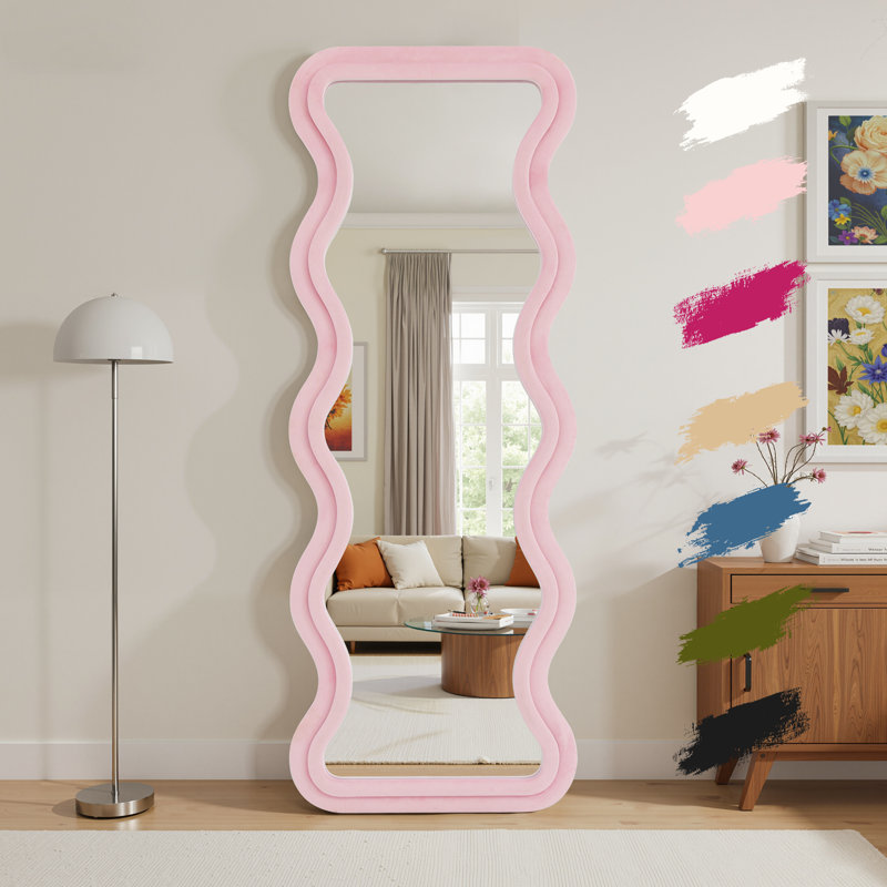Wavy Full Length Mirror, Pink