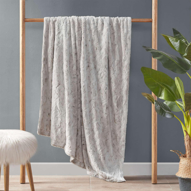 Couverture en fausse fourrure 1pc, Beige, Très grand lit