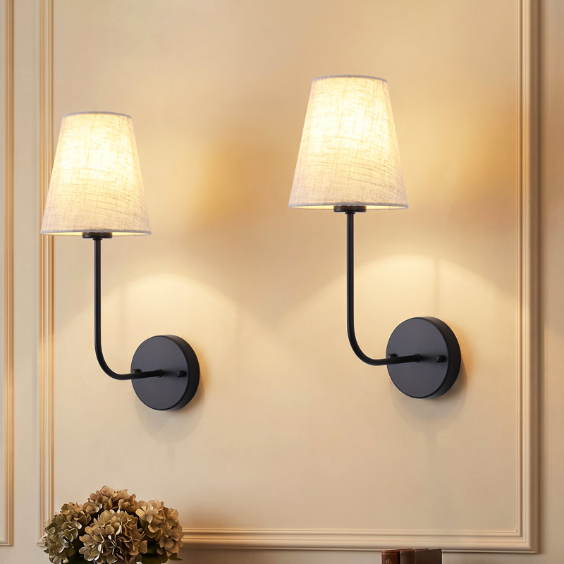 Applique murale 1 lumière avec abat-jour en tissu (ensemble de 2)
