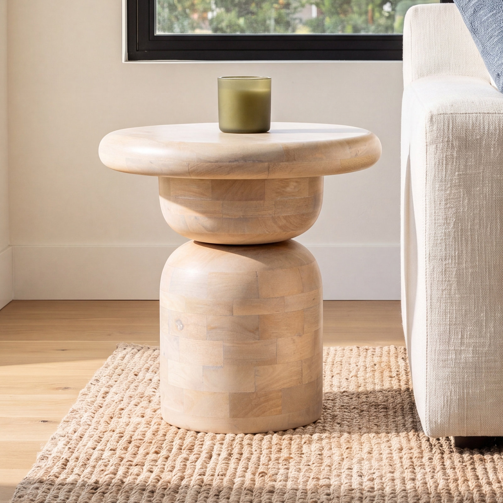 Kashida 18" Mango End Table, Whitewash