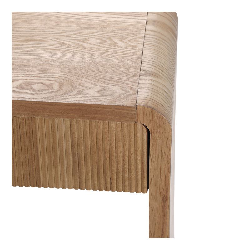 Modern 3-Drawer Console Table With Vertical Slats, Round Edge Design, Perfect For Entryway, Hallway Or Behind Sofa