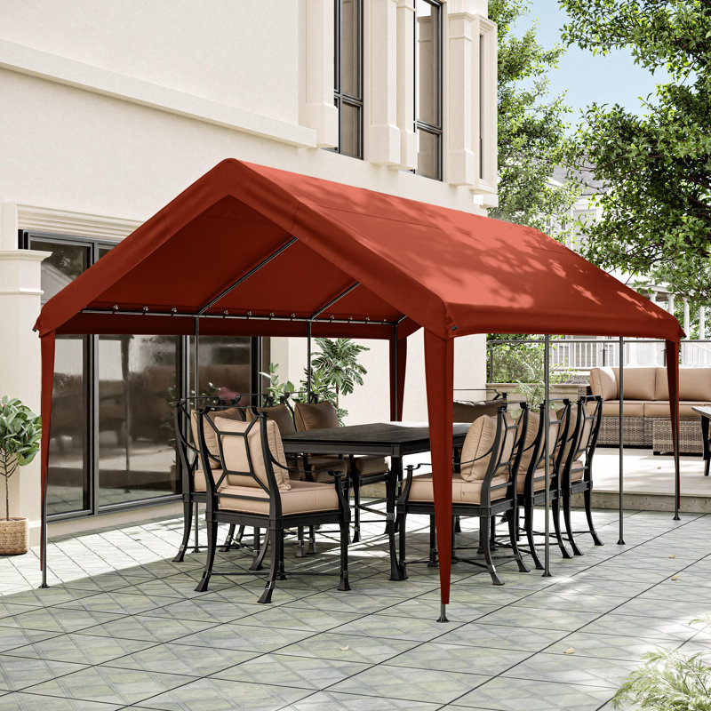 10 X 20 Ft Canopy Replacement Cover, Carport Roof Cover Only (Frame Is Not Included), Brick Red