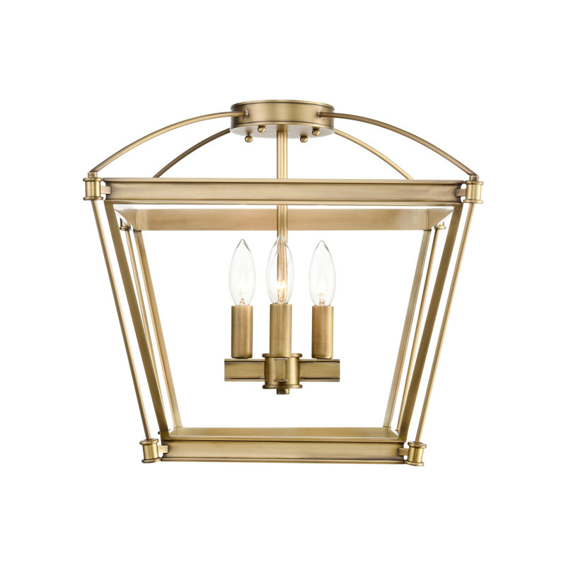Plafonnier encastré carré / rectangulaire à 4 lumières 16,625 po Manor, Laiton rétro
