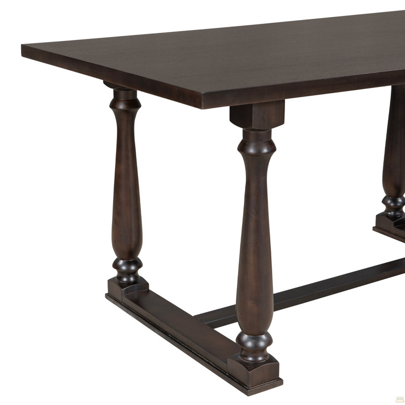 Ensemble de table et chaises de salle à manger 6 pièces avec pieds de forme spéciale et dossiers et coussins recouverts de mousse pour la salle à manger (espresso)