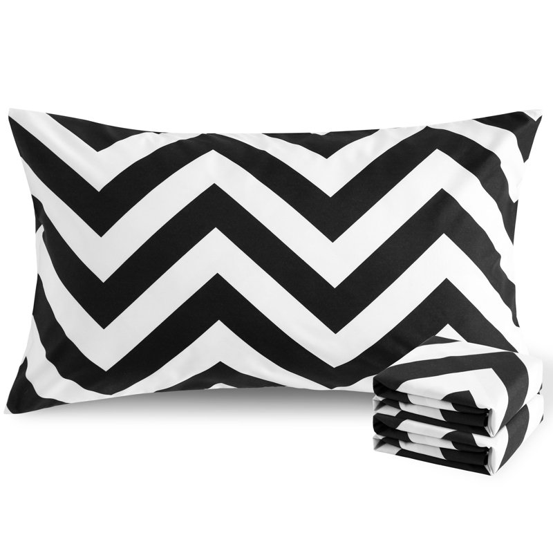 Taies d'oreiller à fermeture en microfibre, Noir - motif étoilé