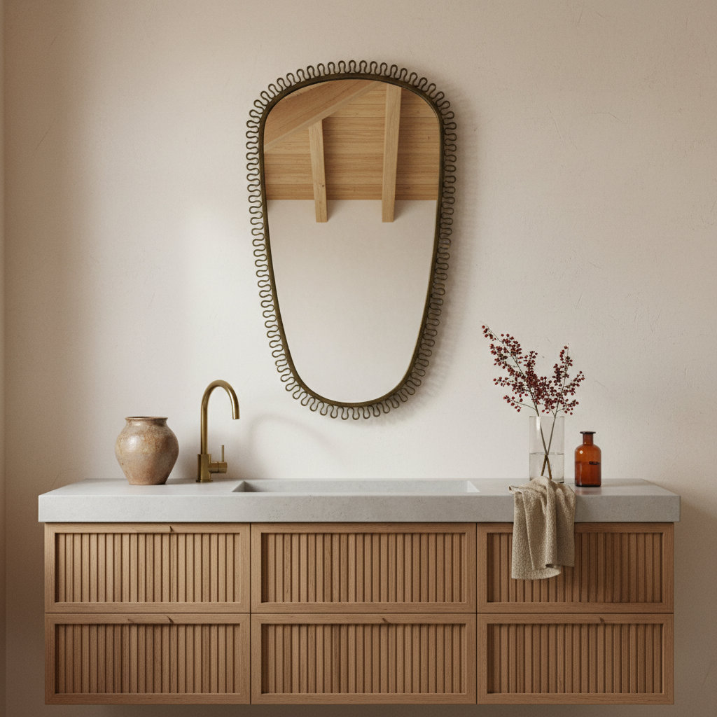 Squiggle Oval Mirror Bronze