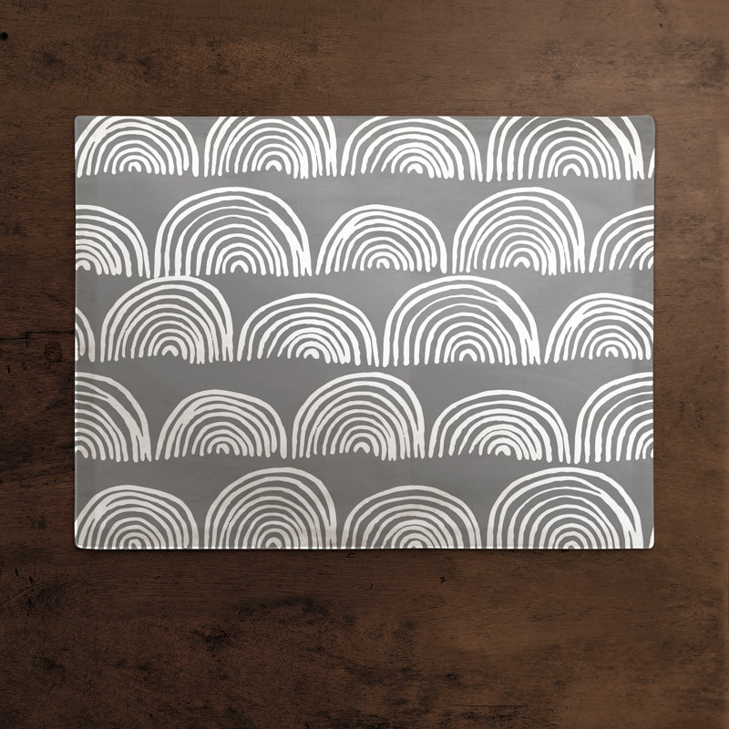 Poly Twill Abstract Rectangle Placemat, Gray