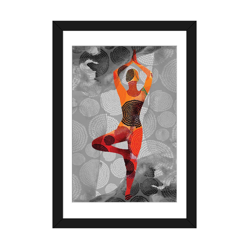 «Yoga Pose I», impression sur toile, H 24 po x l 16 po x P 1 po, Papier d'art encadré noir, Blanc
