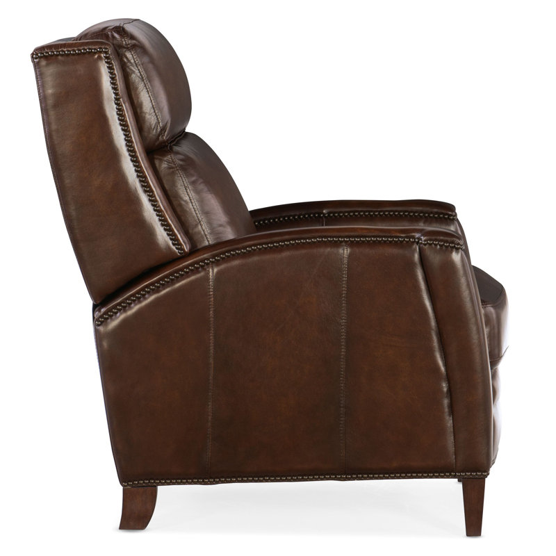 Dunsten Manual Push Back Recliner, Manual, Dark Brown Genuine Leather