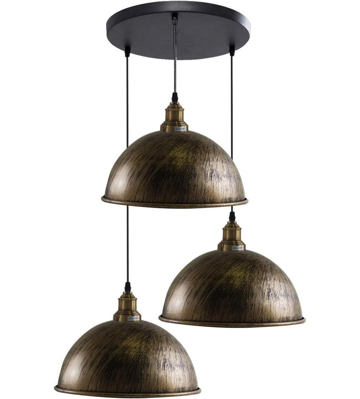 3 - Light Dome Pendant, Brushed Brass