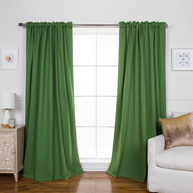 Rideau en mélange de coton Desma, L 52 po x L 96 po, Vert