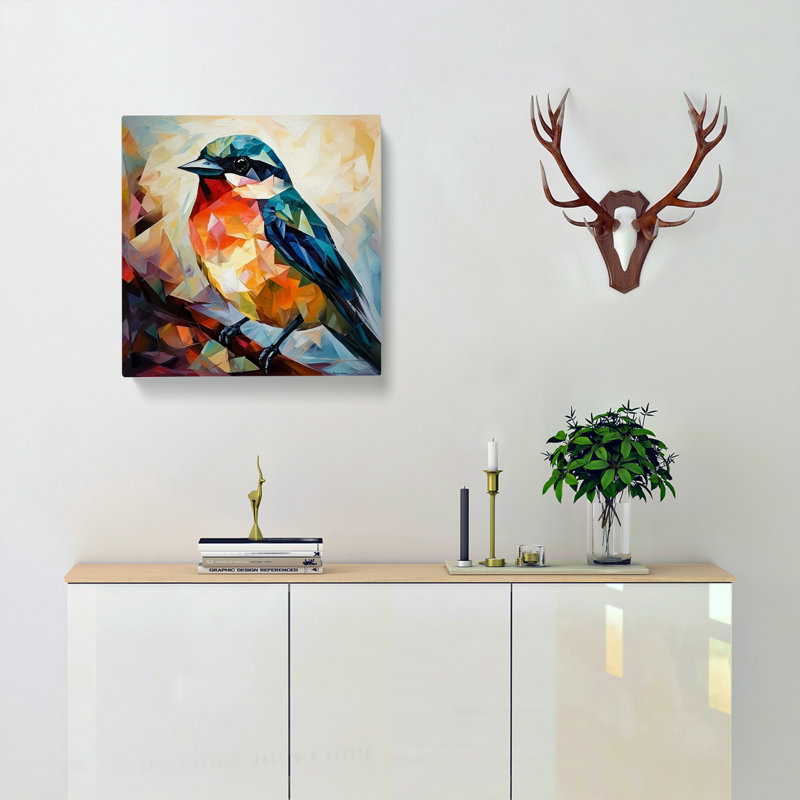 Bird Cubism No.3 - No Frame Print, 50cm H x 50cm W x 3cm D