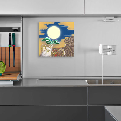 Alcott Hill® «Moonlit Dragon» par Zigo Tanabe, art mural en verre acrylique, ACR-8674