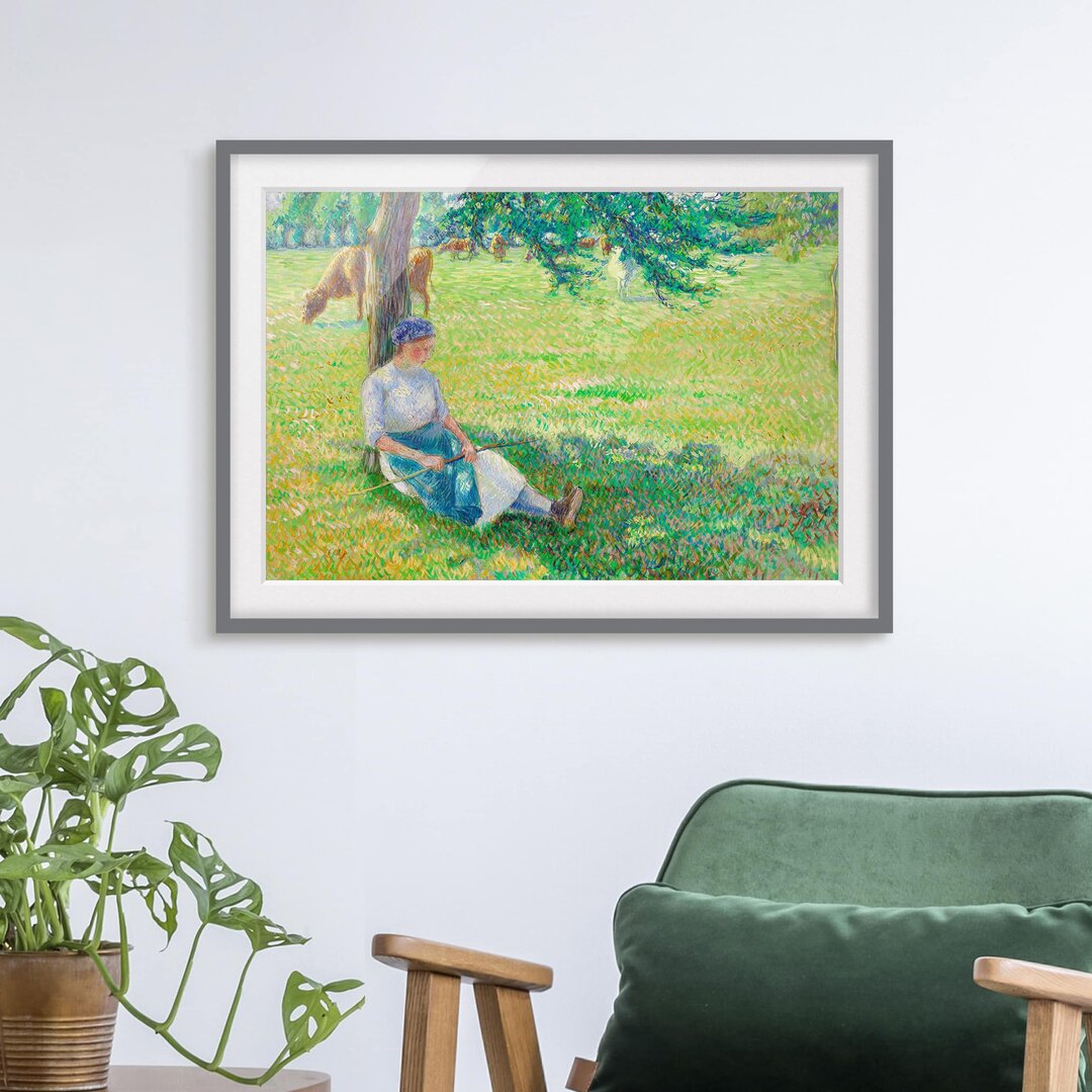 Gerahmtes Poster Cow Herder von Camille Pissarro