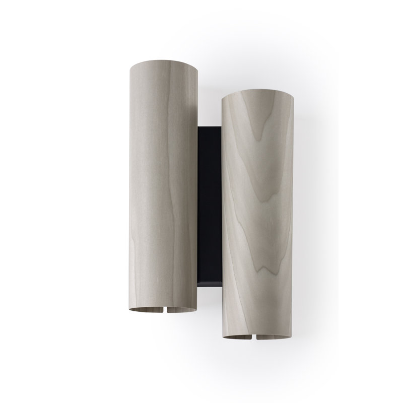 Black Note 2 - Light LED Flush Mounted Sconce, Natural Beech, Matte Black, 3000K
