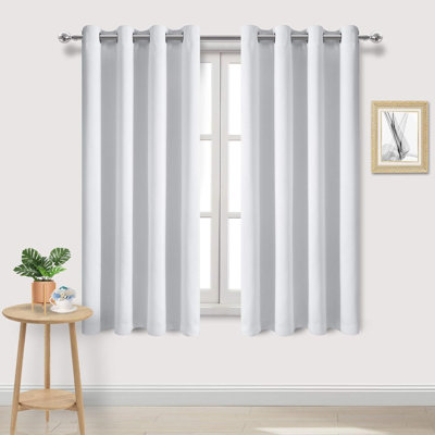 2 Thick Panels Room Darkening Blackout Curtains, Thermal Insulated Block Out Light Grommet Drapes