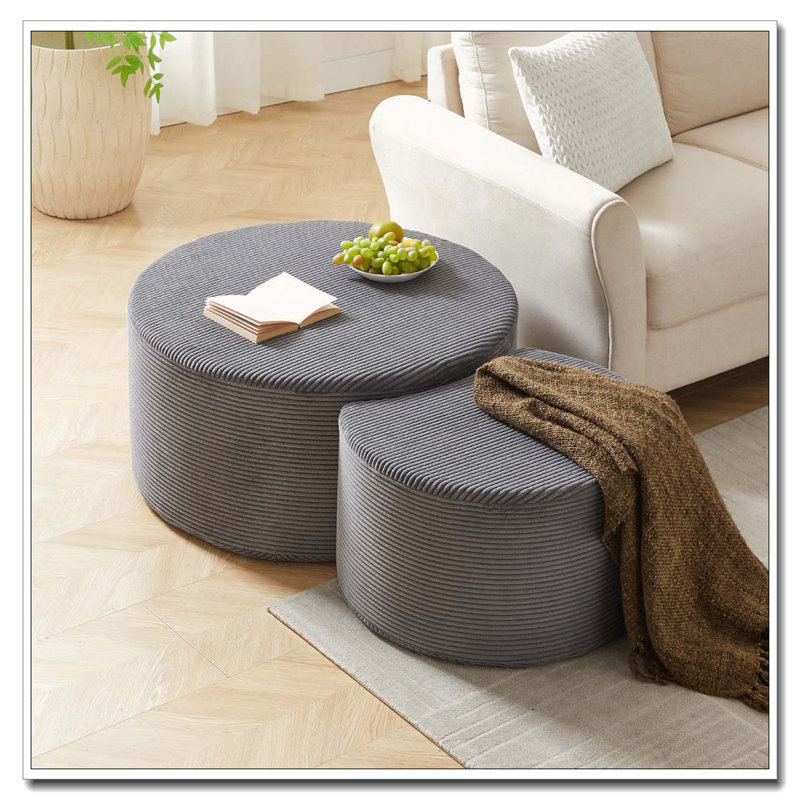 Ensemble de tables basses rembourrées Upholstered, Gris