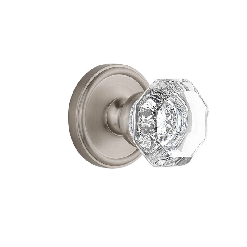 Poignée de porte Chambord avec rosette Georgetown, 2 3/4", Nickel satiné, Passage (couloir et garde-robe)