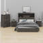 Ensemble de chambre à coucher 4 pièces, ensemble de lit avec tête de lit avec station de charge, 2 tables de chevet et commode