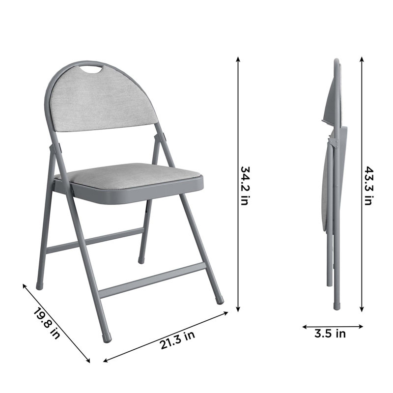 Gray Fabric and Metal Padded Folding Chair Set