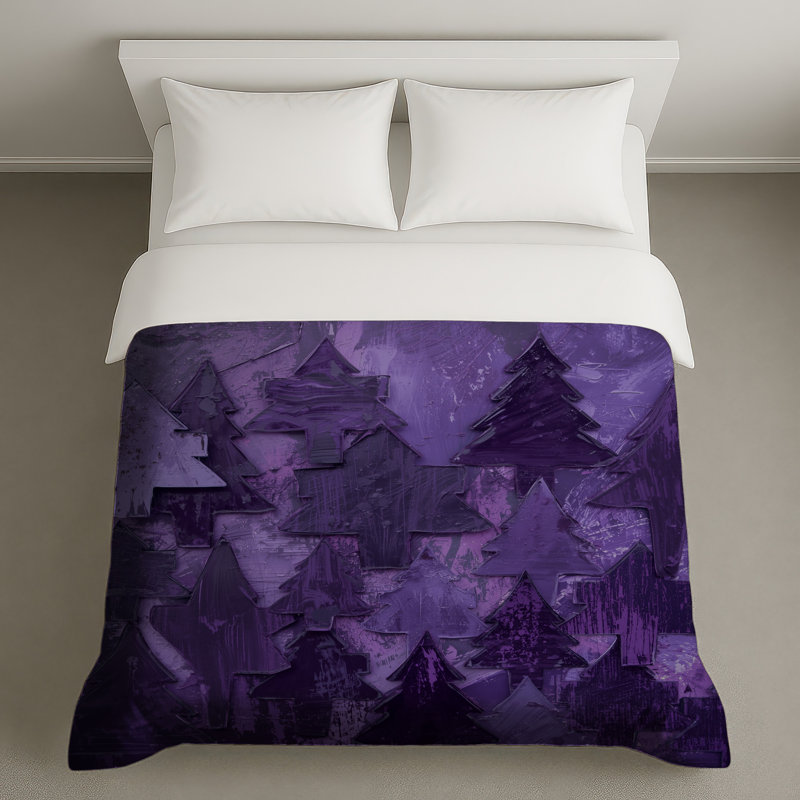 Housses de couette pourpres à texture mauve, Très grand lit