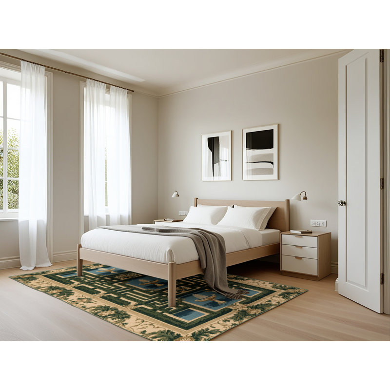 Tapis vert français lavable à la machine, Rectangle 5 pi x 7 pi