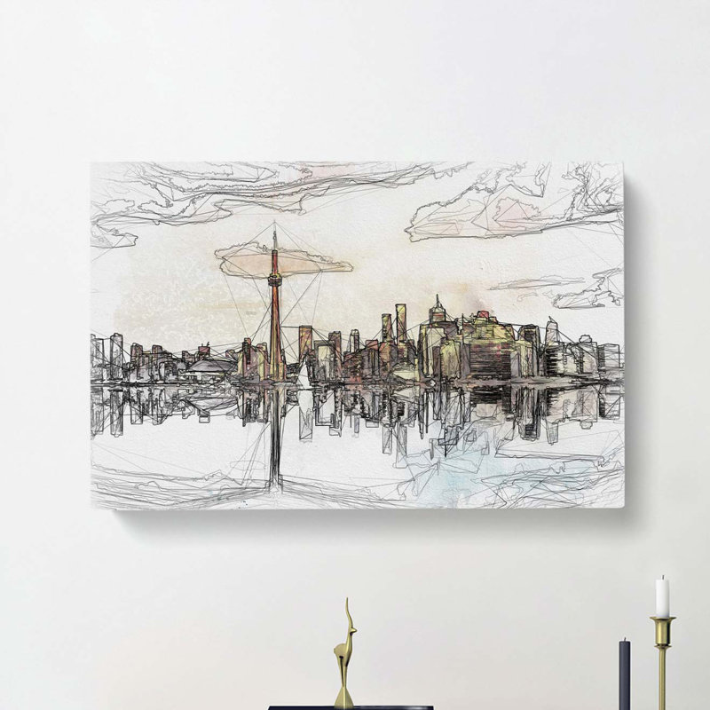 Reflection Of The Toronto Skyline In Abstract - Wrapped Canvas Print, 50cm H x 76cm W x 3cm D