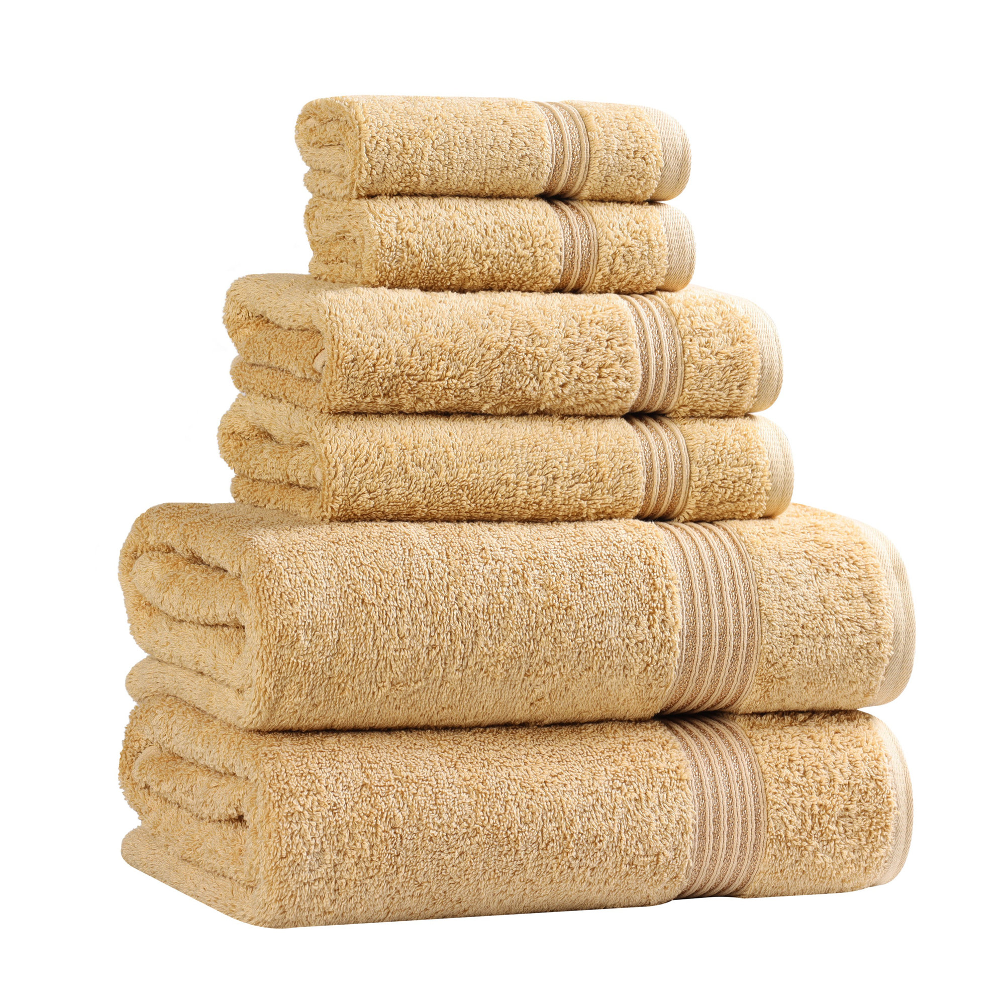 Oleg 600 GSM 6 Piece Egyptian-Quality Cotton Towel Set, Gold