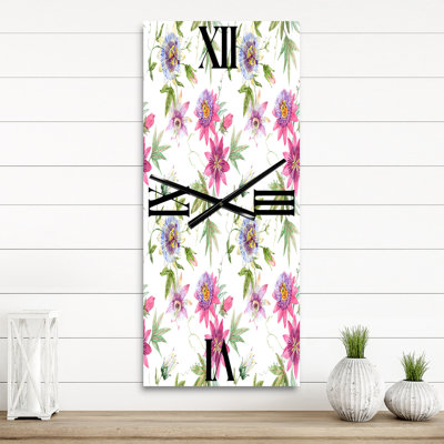 Pink Passionflower Flowers - Traditional Wall Clock