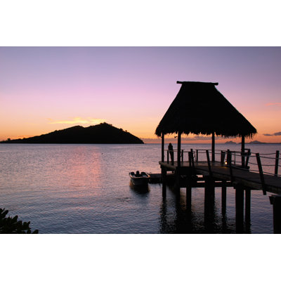 Lone Silhouette at Sunset 1 Piece Wrapped Canvas Wall Art
