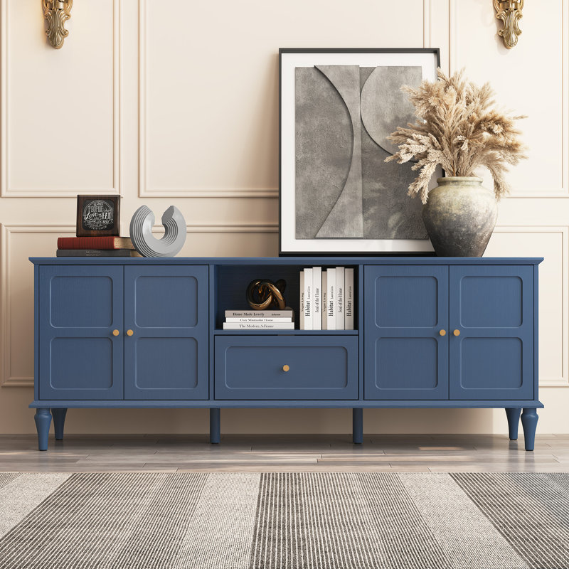 Meuble télé pour téléviseur de 75 po ou moins Ermelindo, Bleu
