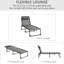 Chaise longue de patio, pliable avec coussin réglable et amovible, poche latérale, chaise de jardin inclinable grise et pieds antidérapants