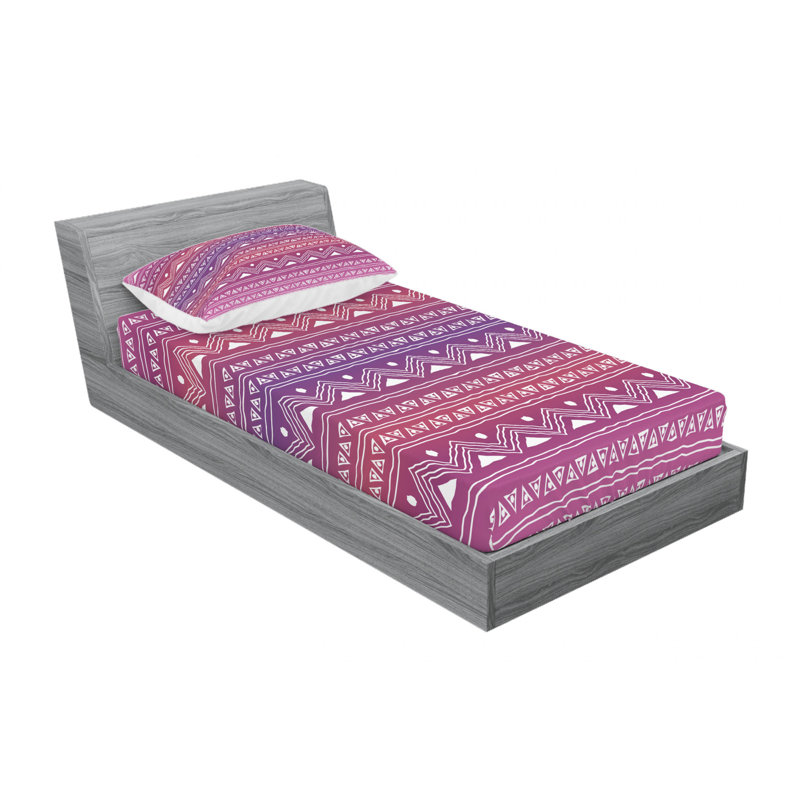 Microfiber Geometric Sheet Set, Twin Sheet Set with Fitted Sheet