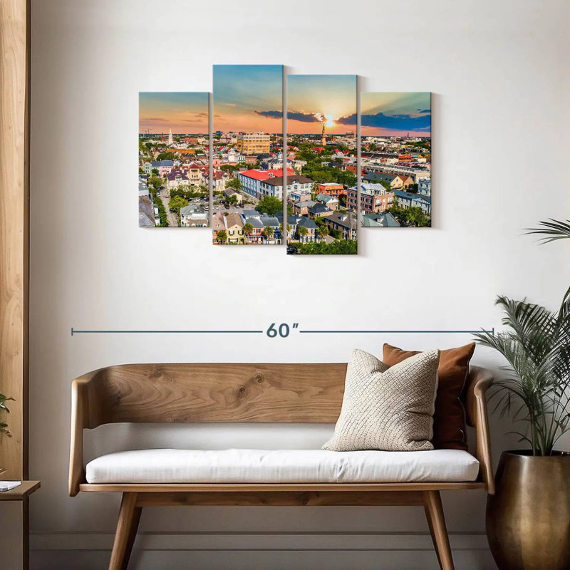 Vue aérienne du centre-ville de Keesha, Charleston, H 27 po x l 43 po